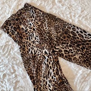 Say What stretchy foldover waist cheetah print long pants sz S